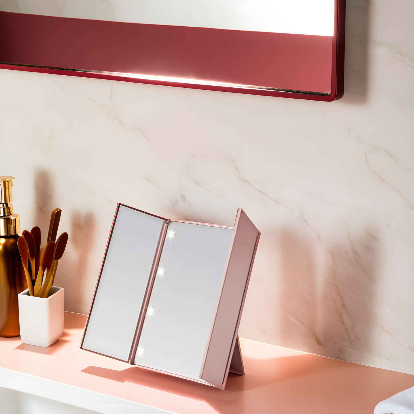 Portable LED Three Sided Makeup Mirror