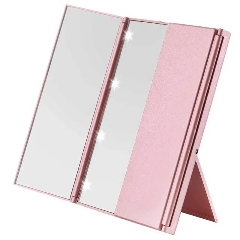 Portable LED Three Sided Makeup Mirror